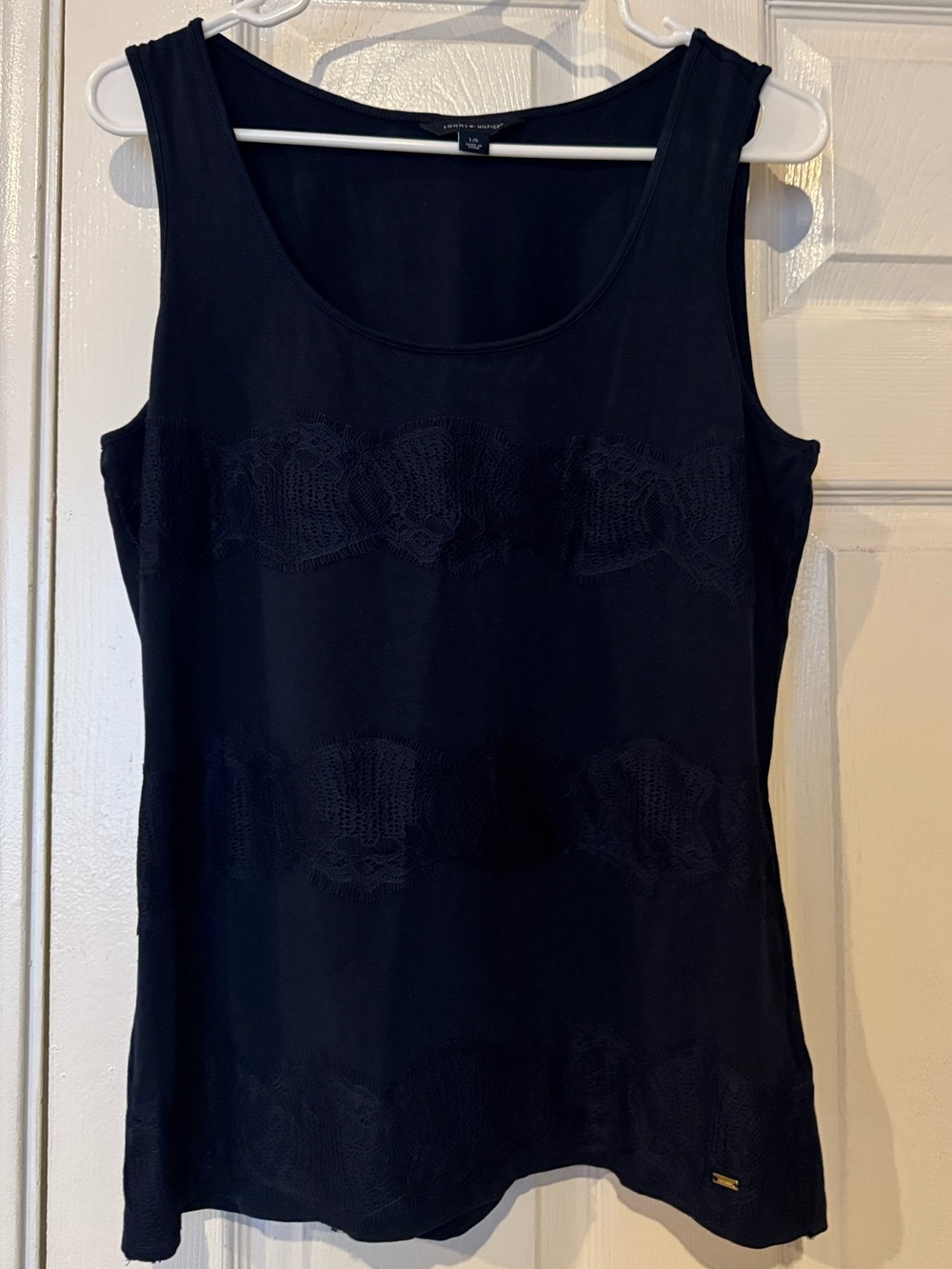 Tommy Hilfiger Blue Scoop Neck Knit Lace Tank